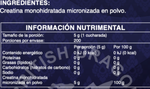 Información sobre creatina en polvo