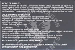 Instrucciones sobre suplemento alimenticio.